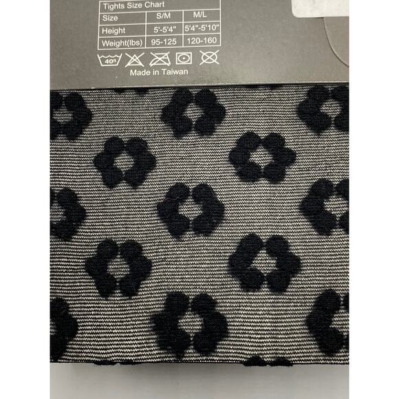 FRENCH CURVE Women's Black Floral Sheer Stretch Lightweight Leggings SZ M/L - Picture 7 of 10